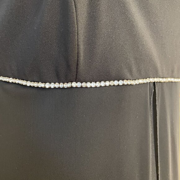 Volup 80's Vintage Polyester Empire Waist Rhinestone Detail Evening Gown Size 14 - Picture 8 of 8